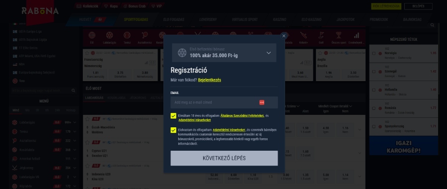 Rabona regisztráció
